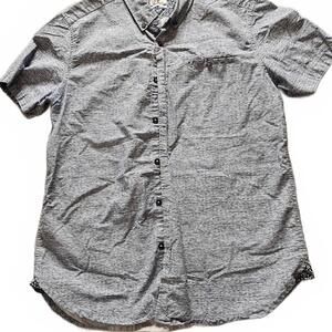 Level Ten Men's Short Sleeve Button-Up Shirt Gray Peached Poplin